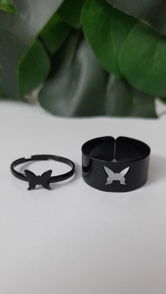 Butterfly Couple rings adjustable (pair)