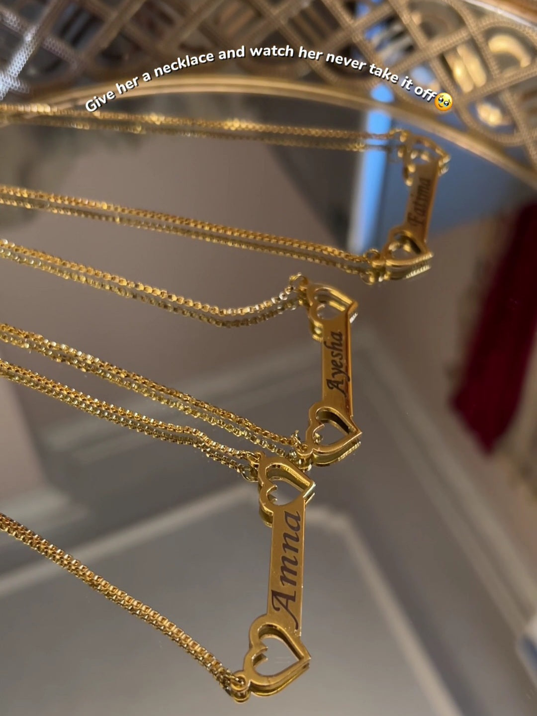 Gold Heart Necklace (Set of 3 Necklaces with chains)