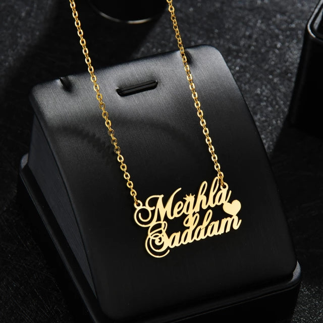 18k Gold Plated Double Name Necklace Article 17