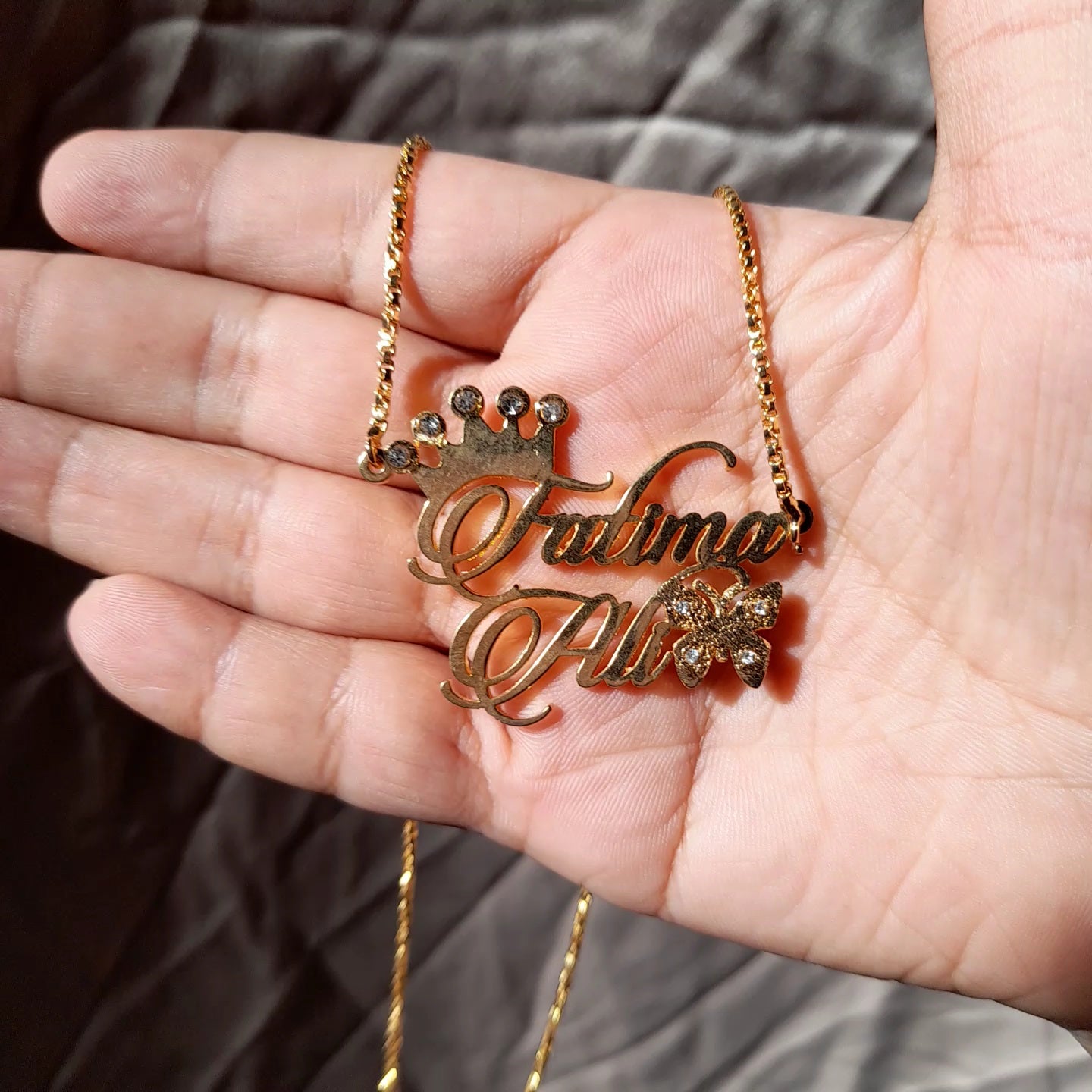 18k Gold Plated Double Name Necklace Article 12