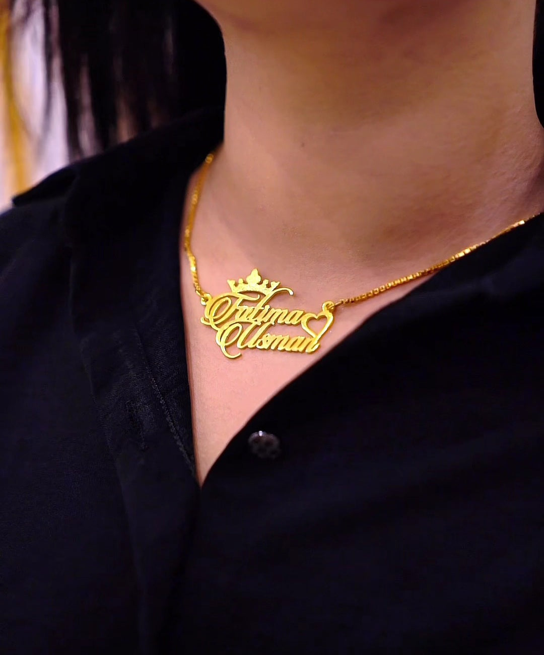 18k Gold Plated Double Name Necklace Article 28
